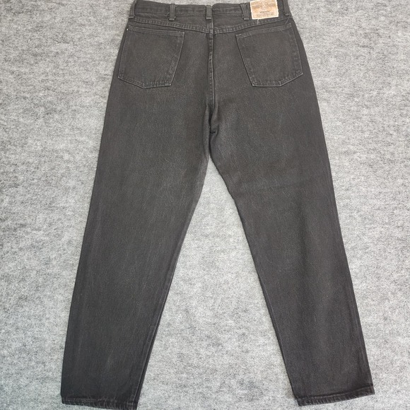 Vintage Wrangler Jeans Mens 34x31 Black Denim Straight Rugged Wear Work Made USA - Picture 5 of 13